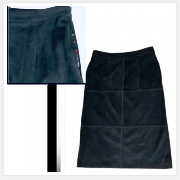 Joh Black midi pencil skirt Suede feel stretch midi Floral Pocket Size Small - Picture 1 of 9